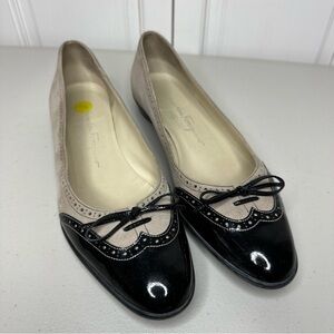 Salvatore Ferragamo Women’s Cap Toe Oxford Ballet Flats Sz 10 Suede Bow Luxury